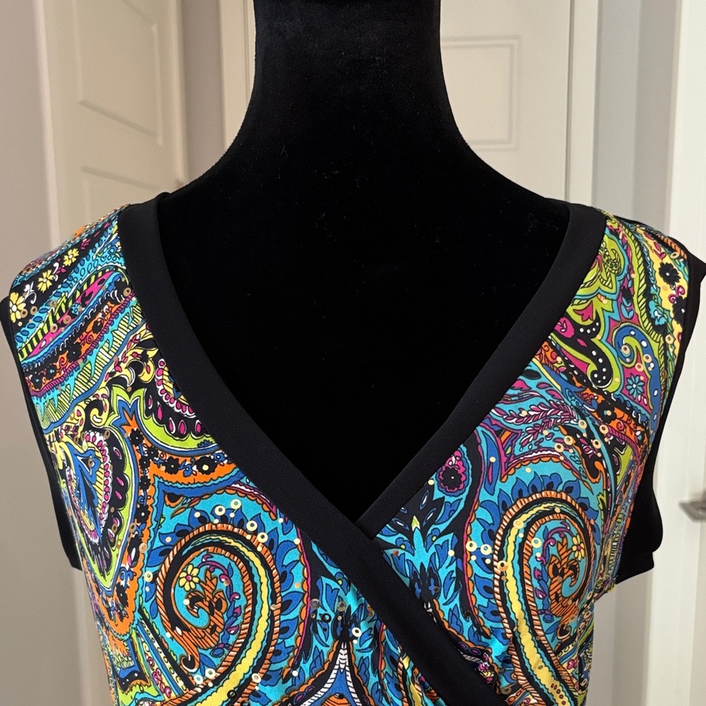 Joseph Ribkoff Sequin Multicolor Sleeveless Tunic, Swim Cover Up, Mini Dress S10 - Picture 5 of 10